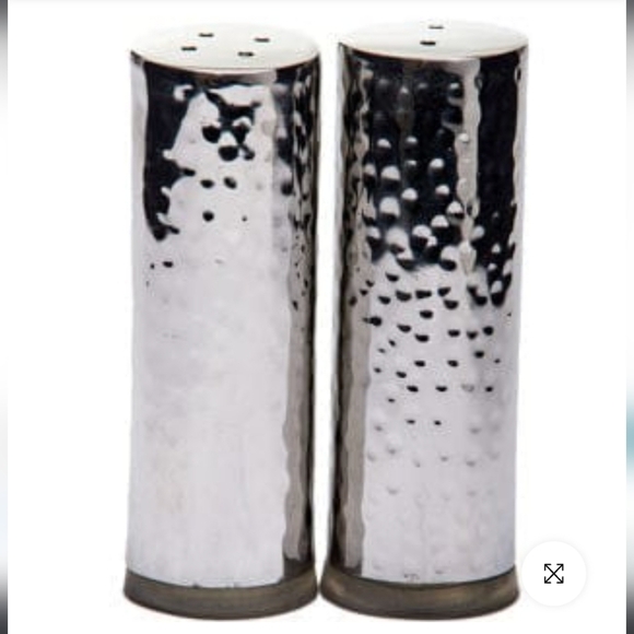 Williams Sonoma Silver Hammered Salt and Pepper Shakers Set, Originally $29.95US - Picture 1 of 5